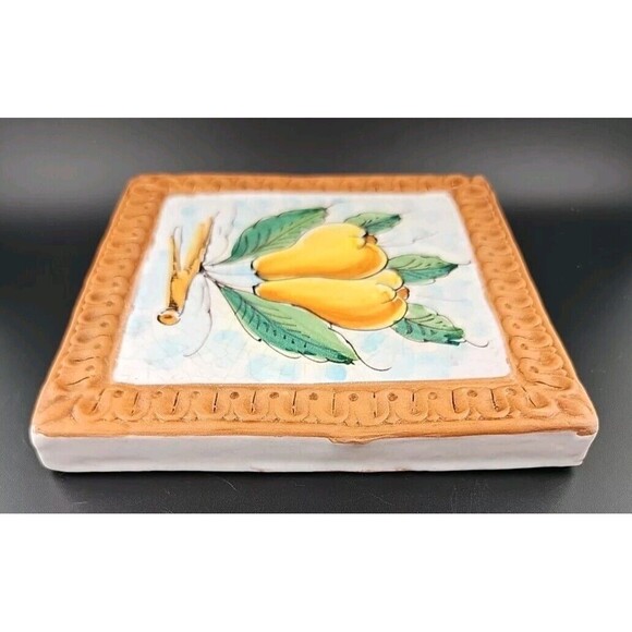 Horchow Italian Glazed Terracotta 6.5" Pear Fruits Wall Art Tiles Italy - 2 lbs - Picture 5 of 7